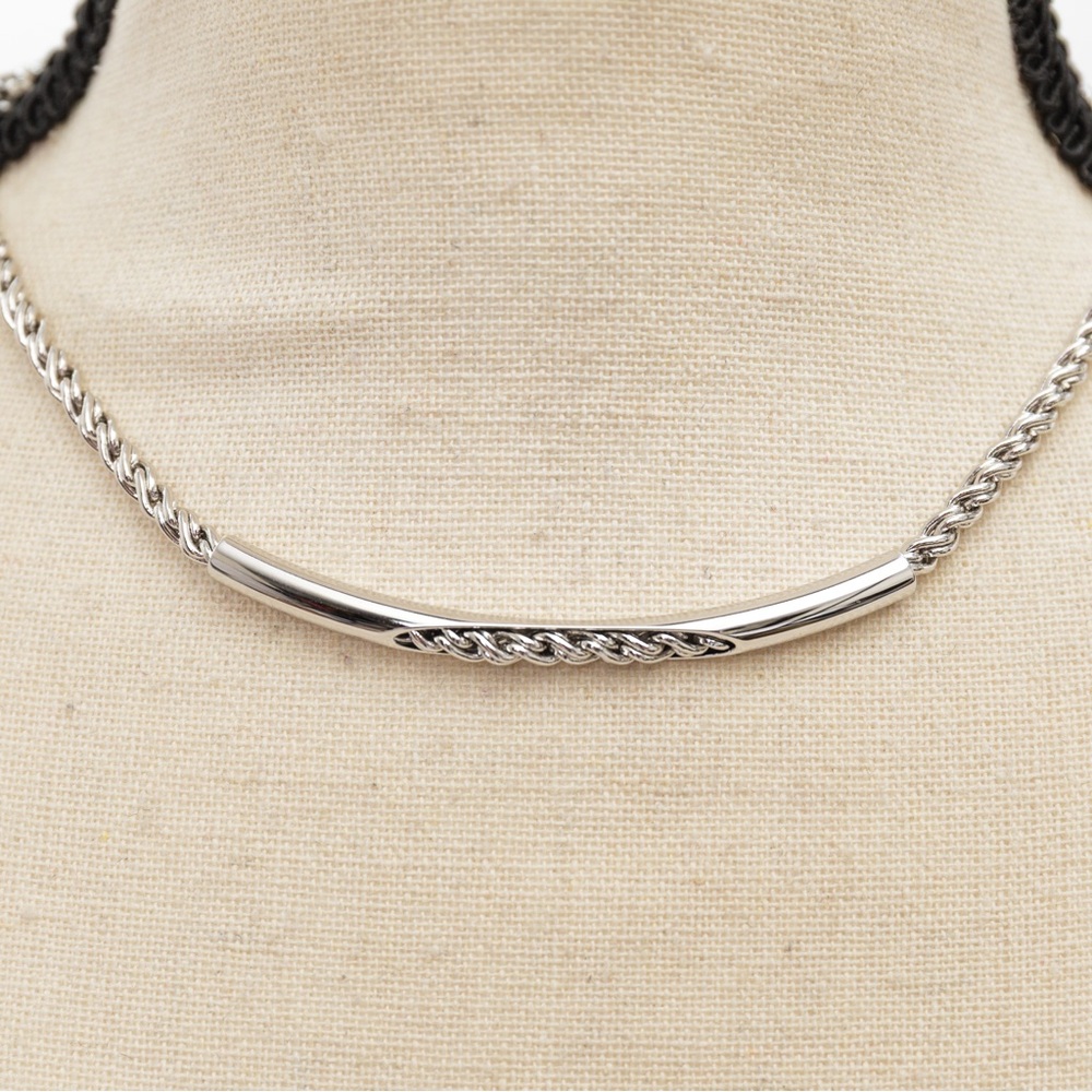 Vintage Biagi silver choker bar choker minimalist timeless classic style 90s Y2K - Picture 4 of 15